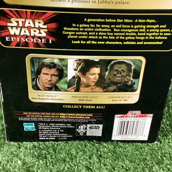 Star Wars 12" Inch Princess Leia with Chain Power of the Force 1999 NIB - Picture 7 of 8